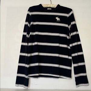 Abercrombie & Fitch Black and White Striped Shirt Size XL